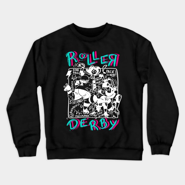 Roller Derby Chaos Crewneck Sweatshirt by TheTeenosaur